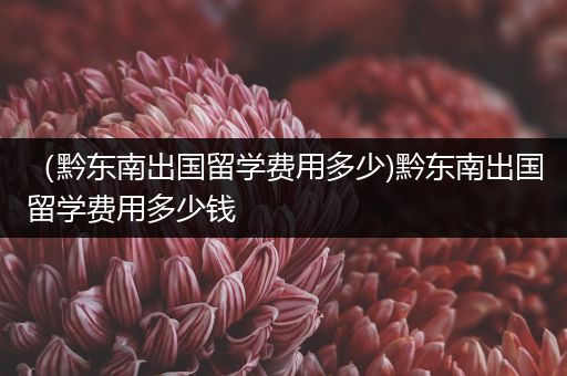 （黔东南出国留学费用多少)黔东南出国留学费用多少钱