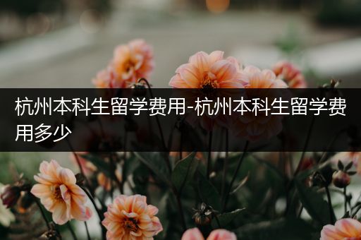杭州本科生留学费用-杭州本科生留学费用多少