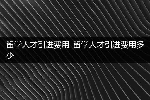 留学人才引进费用_留学人才引进费用多少