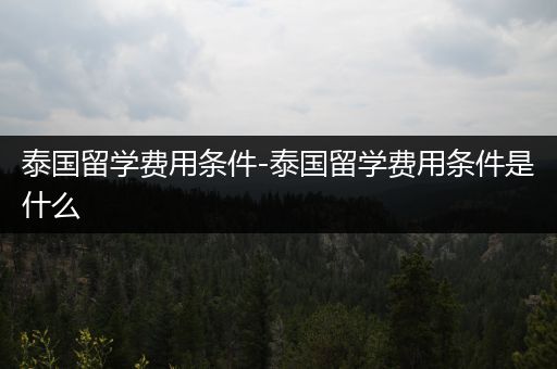 泰国留学费用条件-泰国留学费用条件是什么