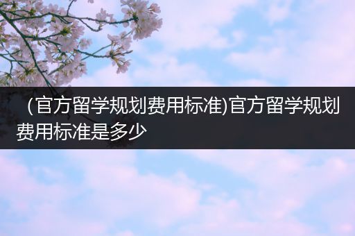 （官方留学规划费用标准)官方留学规划费用标准是多少
