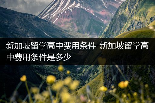 新加坡留学高中费用条件-新加坡留学高中费用条件是多少