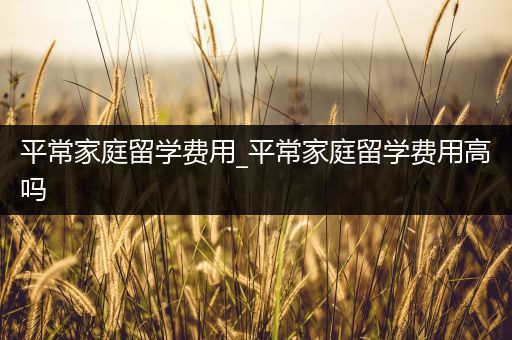 平常家庭留学费用_平常家庭留学费用高吗