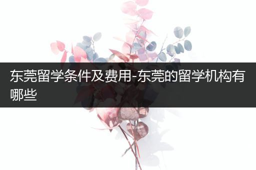 东莞留学条件及费用-东莞的留学机构有哪些