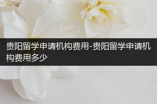 贵阳留学申请机构费用-贵阳留学申请机构费用多少