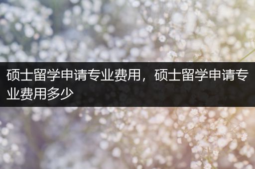 硕士留学申请专业费用，硕士留学申请专业费用多少