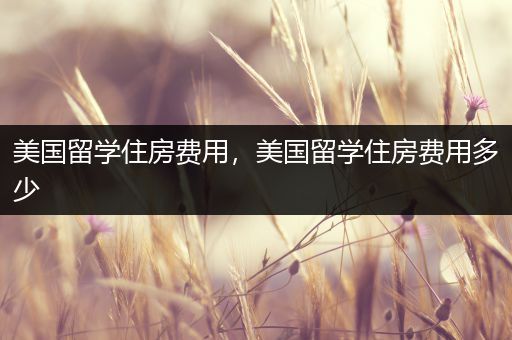 美国留学住房费用，美国留学住房费用多少
